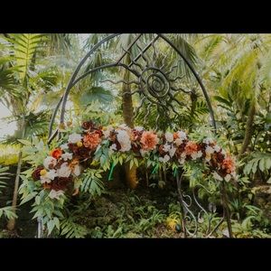 Lings moments sunset terracotta floral arch decor